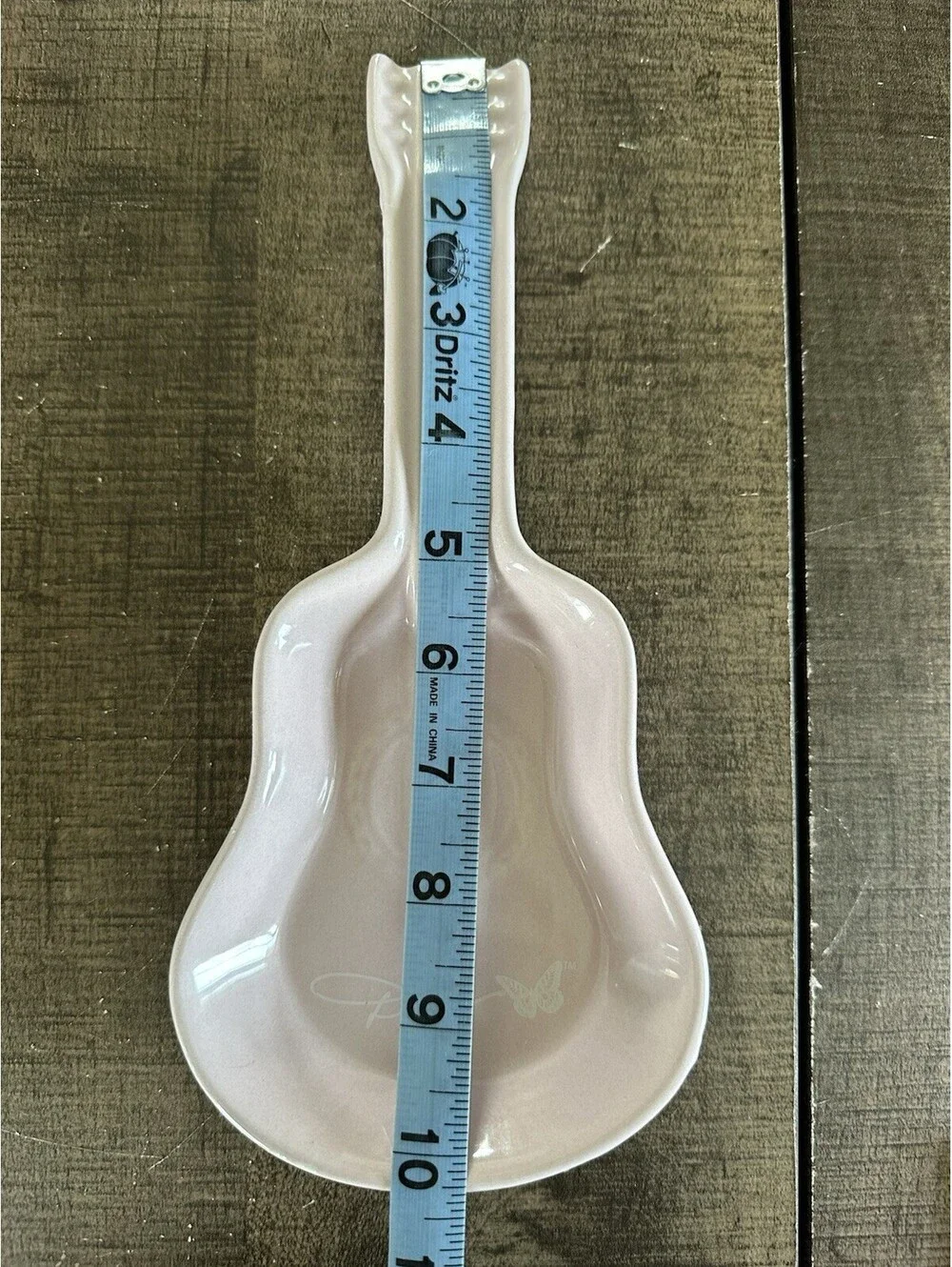 Dolly Parton Pink Guitar Spoon Rest Ceramic Butterfly Signature 10